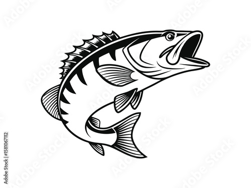 Black halibut fish outline black and white icon. 