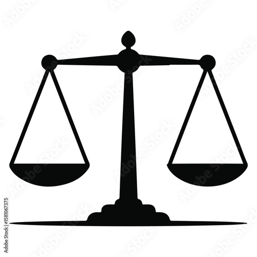 Black Justice Scale Icon Showing Inequality or Imbalance