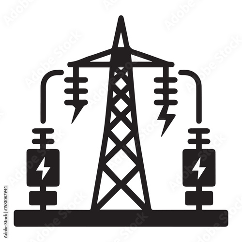Electric Substation and Energy Control Dashboard Vector