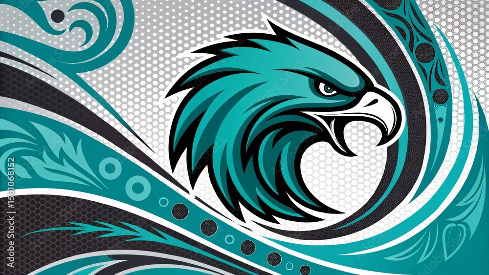 Fototapeta premium Abstract Teal and Black Digital Waves Background V2