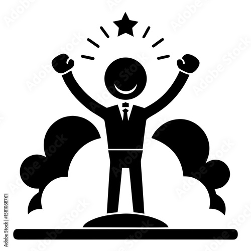 Visualize inspiration with a motivational speech black silhouette vector art against a clean white backdrop, perfect for designs needing strong leadership concepts.