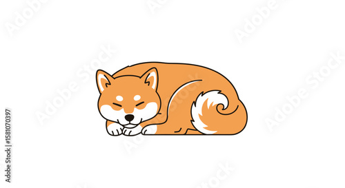 Adorable Shiba Inu Dog Resting Peacefully During a Quiet Afternoon Break