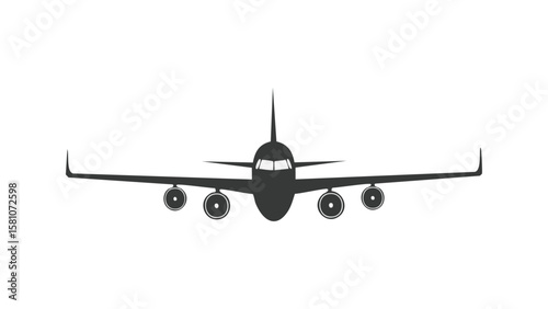 Minimalist airplane silhouette icon vector isolated on white background, perfect for travel apps, aviation infographics, airline branding, and flight booking interfaces
