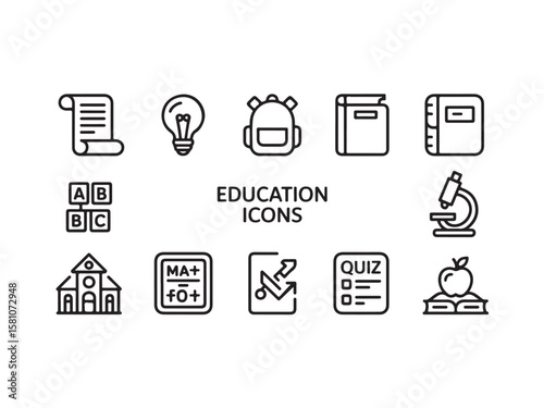 Web design icon set with business and communication symbols