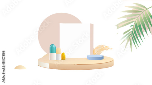 Pharmaceutical product display stage for capsule pills and medicine promotion and marketing presentation