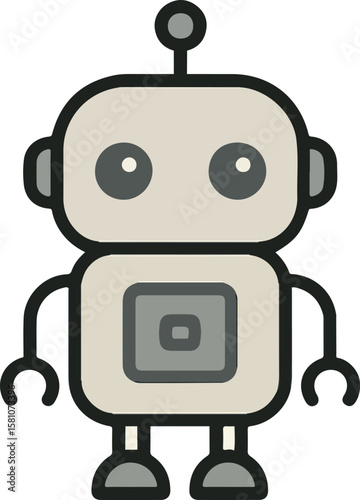 Friendly Robot Illustration: A minimalist illustration of a charming robot, exuding a sense of approachability and technological simplicity.