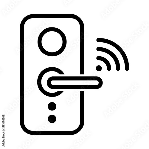 Smart door lock icon with wireless signal for digital access control