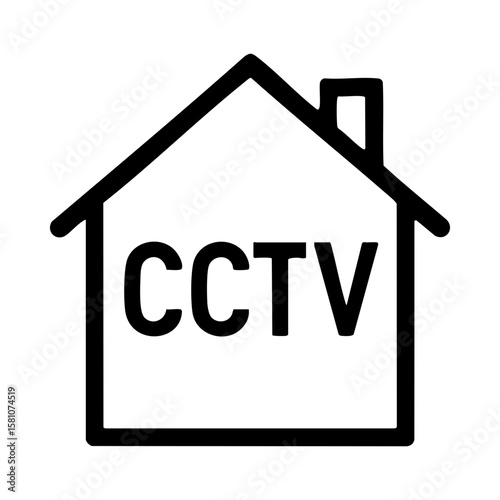 CCTV house icon representing home surveillance camera and private security system
