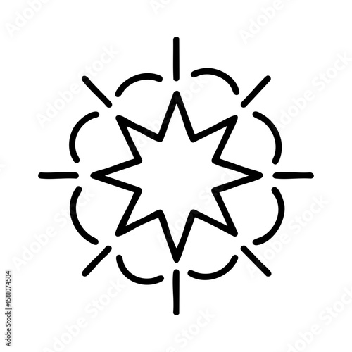 Camera flash icon in burst shape representing light explosion moment