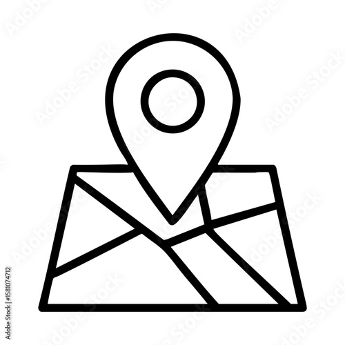 Map with location pin icon indicating navigation and travel direction