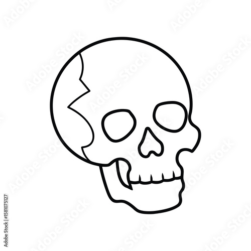 skull with broken bone line art