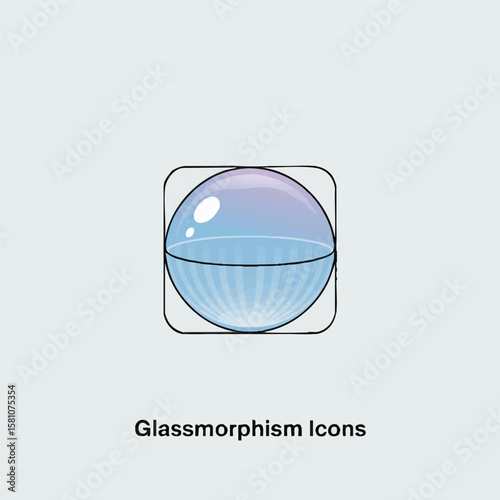  flat vector glassmorphism icon