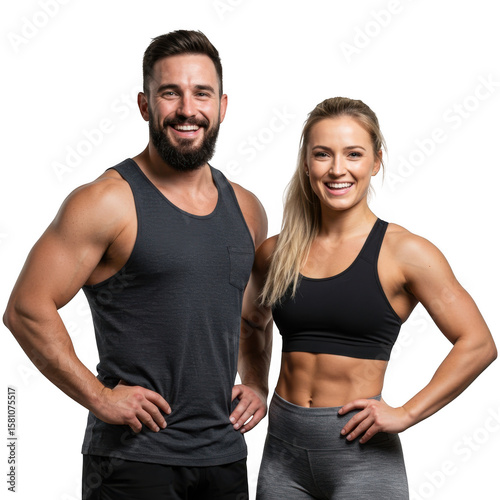 Fit couple smiling isolated on transparent background