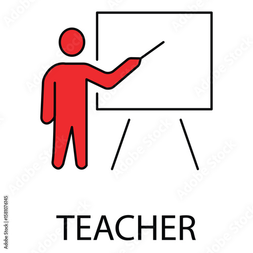 Classroom Instructor Teaching Vector Icon Flat Design