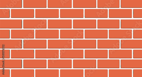 Red Brick Wall Pattern With White Grout And Subtle Shadows