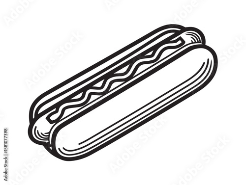 Fresh grilled hotdog vector art illustration