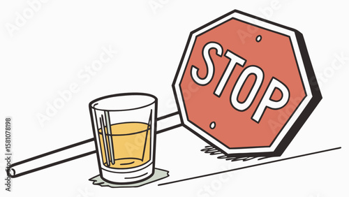 Stop drinking alcohol awareness illustration for health and safety campaign against alcohol abuse now