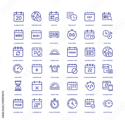 calendars time management scheduling collection icons, year past today future