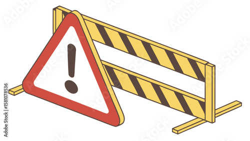 Warning sign barrier construction safety hazard caution attention danger sign vector illustration design