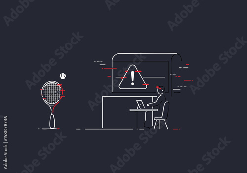 A man analyzes a glitch on a screen, highlighting a technical issue. Clean, modern illustration style. Focus on problem-solving and digital errors.