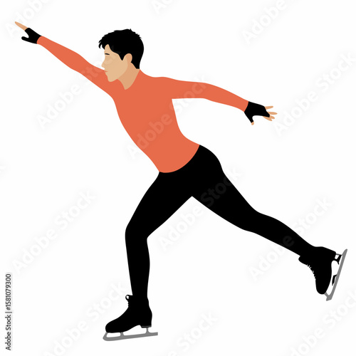 Male ice skater performing a spin with dynamic pose and focus  