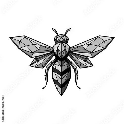 Geometric Bee Vector Design - Modern Polygonal Insect Art