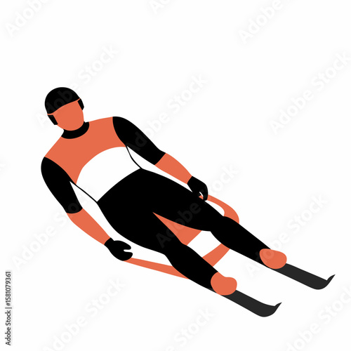 Luge athlete in action on track with a dynamic pose  