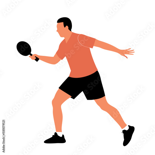 Man playing table tennis with paddle in dynamic pose  