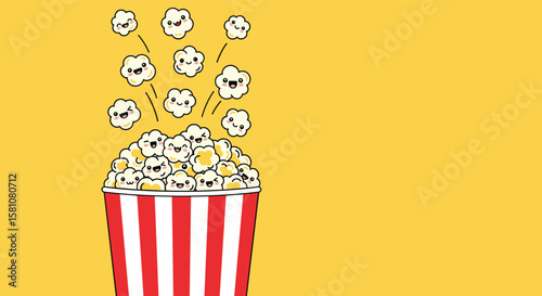 Exploding Popcorn Bucket Enjoying Movie Night Snack Time Fun Animation