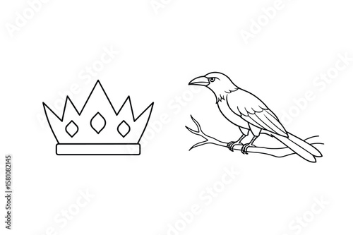 Crown and perched raven royal regal