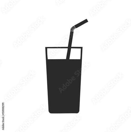 Tall glass with drink and straw beverage liquid