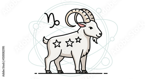 Astrology Symbol of Capricorn the Sea Goat Zodiac Constellation and Stars