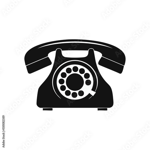 Vintage black rotary dial telephone with curved handset vector