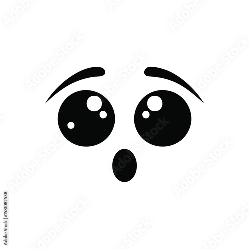 Wide eyed surprised black face with open mouth shocked amazed