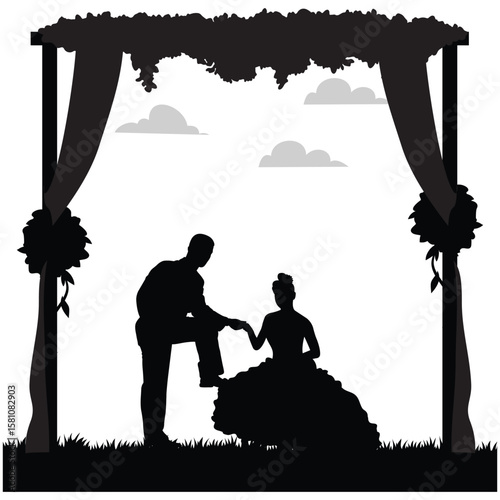 wedding design, wedding invitation, romantic couple, bride, groom, silhouette, wedding, couple, love, romance, marriage,