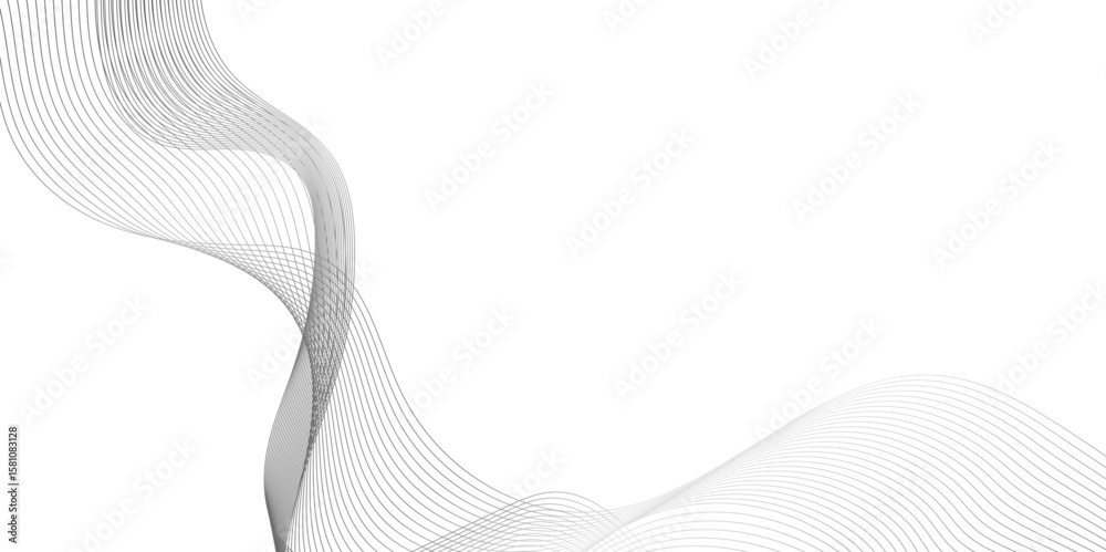 Fototapeta premium abstract black wave line intersecting curved lines forming an abstract wave pattern, abstract vector modern gradient white background, abstract wavy lines digital design technology.