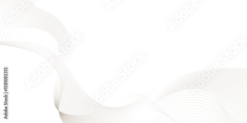 Beautiful wave ribbon line on white background, Illuminated paper waves in a warm minimalist composition, modern abstract white wave line digital geometric technology,  