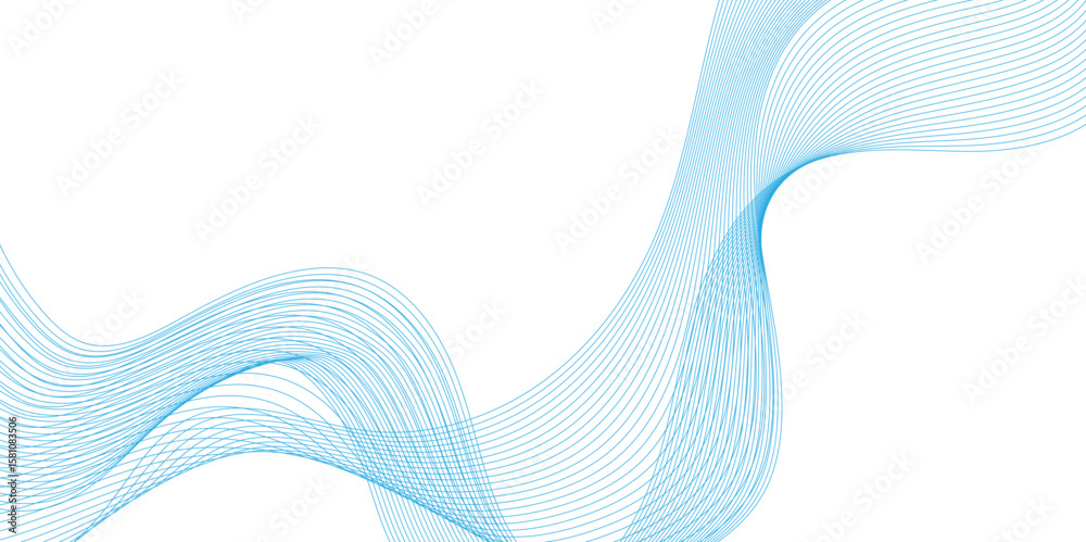 Fototapeta premium abstract blue background with waves smooth flowing lines and halftone pattern on white background, Serene ocean waves gently thin parallel lines in gradient blue tones, intersecting and overlapping.