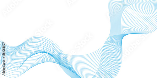 abstract blue background with waves smooth flowing lines and halftone pattern on white background, Serene ocean waves gently  thin parallel lines in gradient blue tones, intersecting and overlapping.