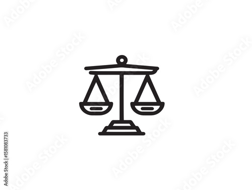 Minimalistic justice scale symbol in line drawing