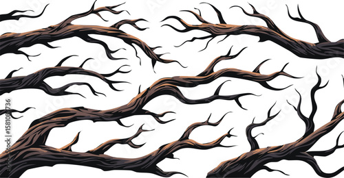black dried old spooky dead tree branch isolated on transparent white background. cut out.cut out, horizontal, horror, loneliness, photography, abstract, dead, drought, shape, design, nature, old, 