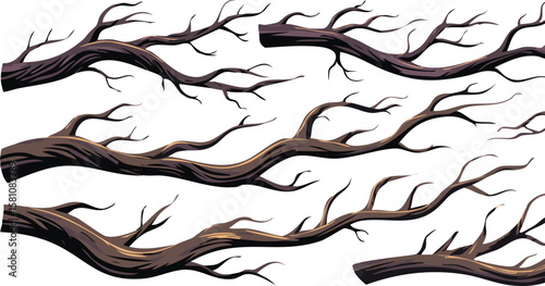 black dried old spooky dead tree branch isolated on transparent white background. cut out.cut out, horizontal, horror, loneliness, photography, abstract, dead, drought, shape, design, nature, old, 