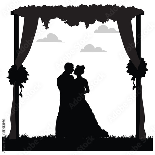 wedding design, wedding invitation, romantic couple, bride, groom, silhouette, wedding, couple, love, romance, marriage,
