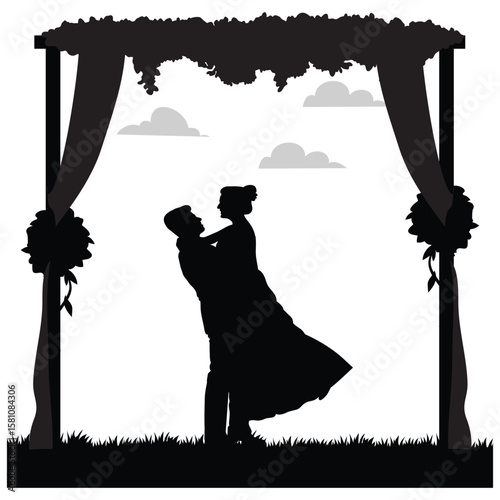 wedding design, wedding invitation, romantic couple, bride, groom, silhouette, wedding, couple, love, romance, marriage,