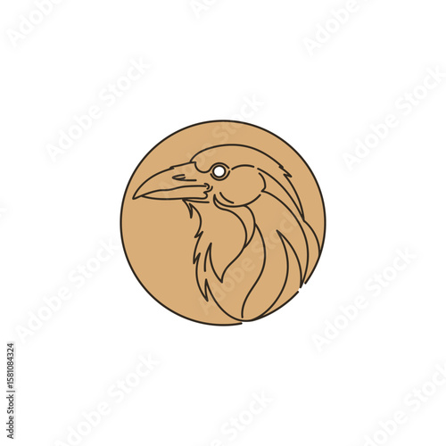 Raven Head in Circle Minimalist Vector Logo for Ravens fans