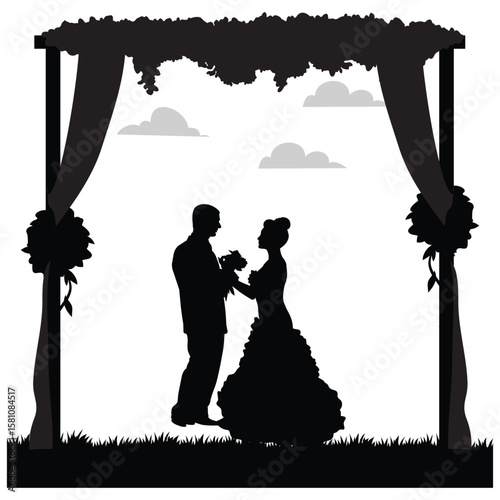 wedding design, wedding invitation, romantic couple, bride, groom, silhouette, wedding, couple, love, romance, marriage,
