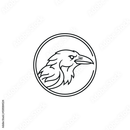 Raven Logo Icon Vector Illustration for Wildlife or Sports Branding