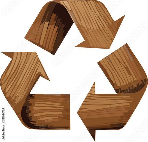 recycle symbol made of walnut wood board texture. eco recycling icon. cutout png.arrow, clip, earth, environmental, friendly, pollution, protection, resource, signs, smooth, textured,