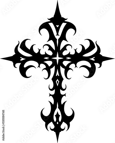 Tribal Gothic Cross Tattoo Design" art vector