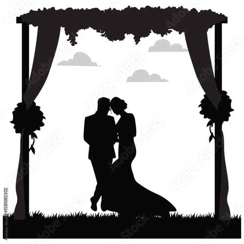 wedding design, wedding invitation, romantic couple, bride, groom, silhouette, wedding, couple, love, romance, marriage,